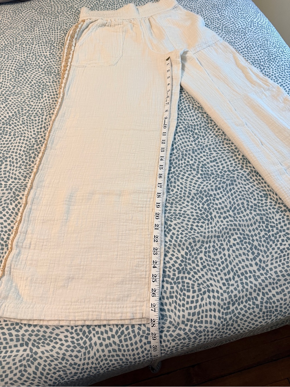 Aerie | 100% Cotton Cream Wide Leg Pants - Picture 5 of 10